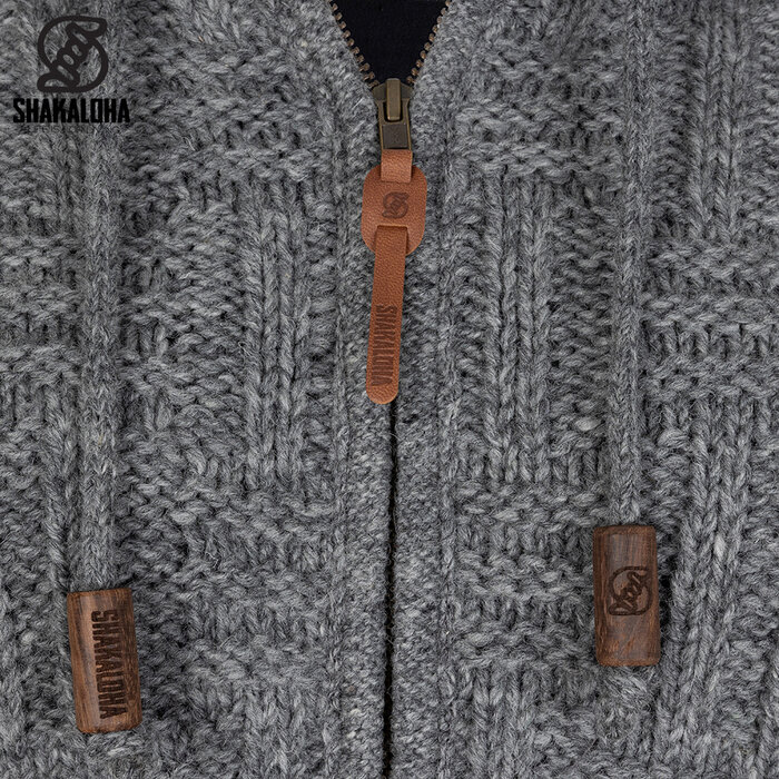 Shakaloha Chaleco largo de lana gris para mujer W Cross