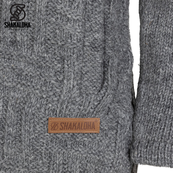 Shakaloha Chaleco largo de lana gris para mujer W Cross