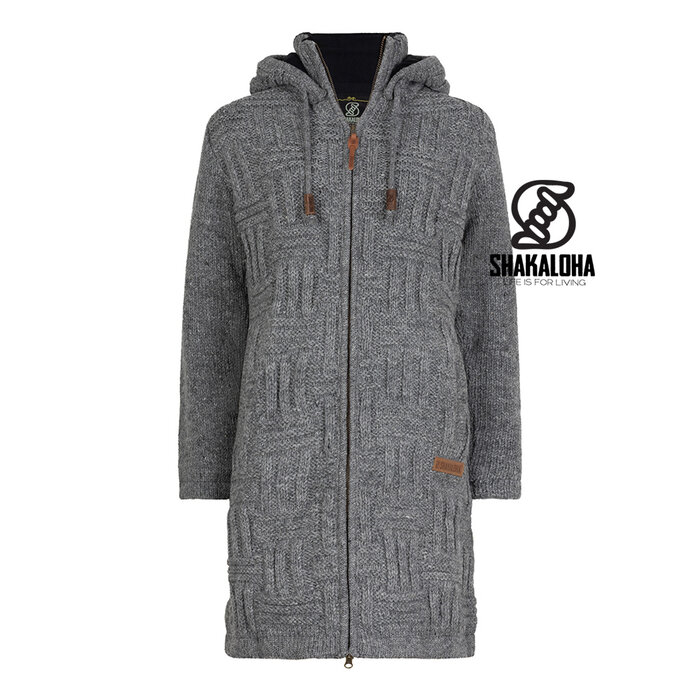 Shakaloha Chaleco largo de lana gris para mujer W Cross