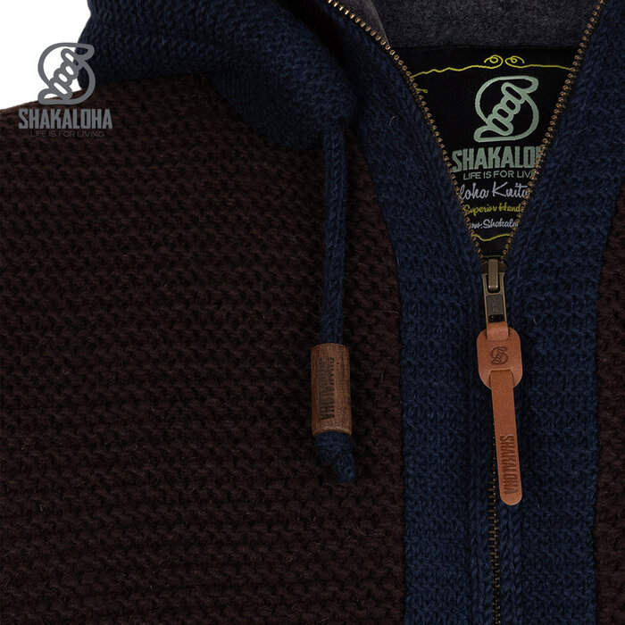 Shakaloha Abrigo de lana bávaro ChocoNavy para hombre con forro