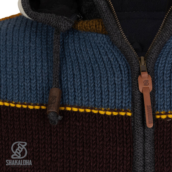 Shakaloha Wollen heren vest met horizontale gekleurde banen M Zito ZH BlowMulti