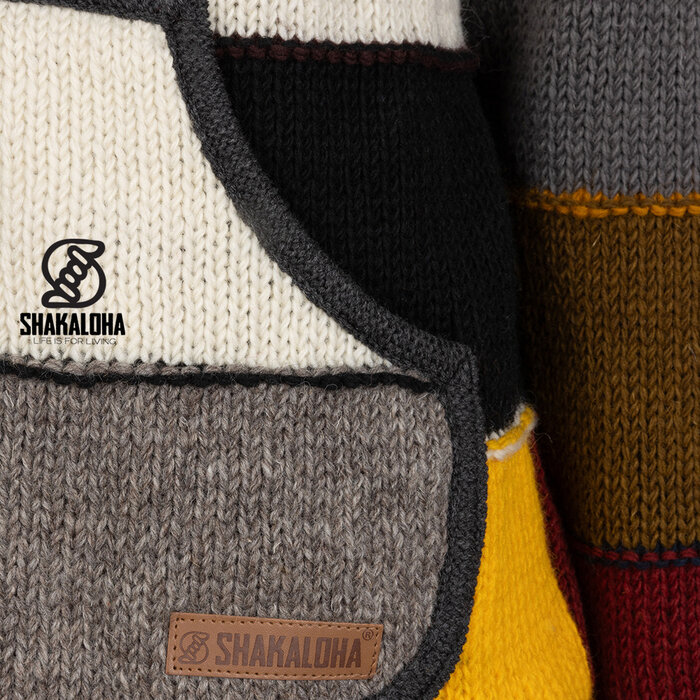 Shakaloha Wool men's vest with horizontal colored stripes M Zito ZH BlowMulti