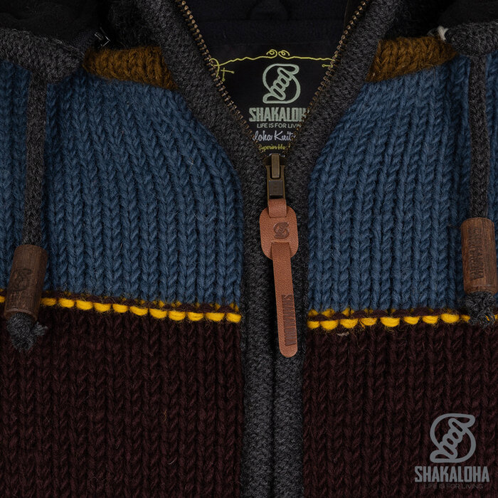 Shakaloha Wollen heren vest met horizontale gekleurde banen M Zito ZH BlowMulti