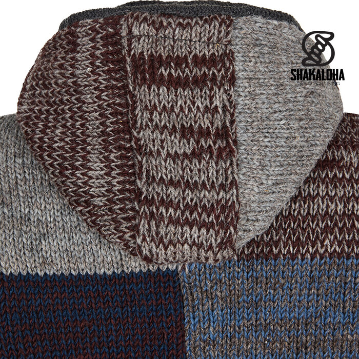 Shakaloha Sudadera con capucha Shakaloha Patch Slowfade: chaleco de lana hecho a mano con forro polar y cremallera YKK