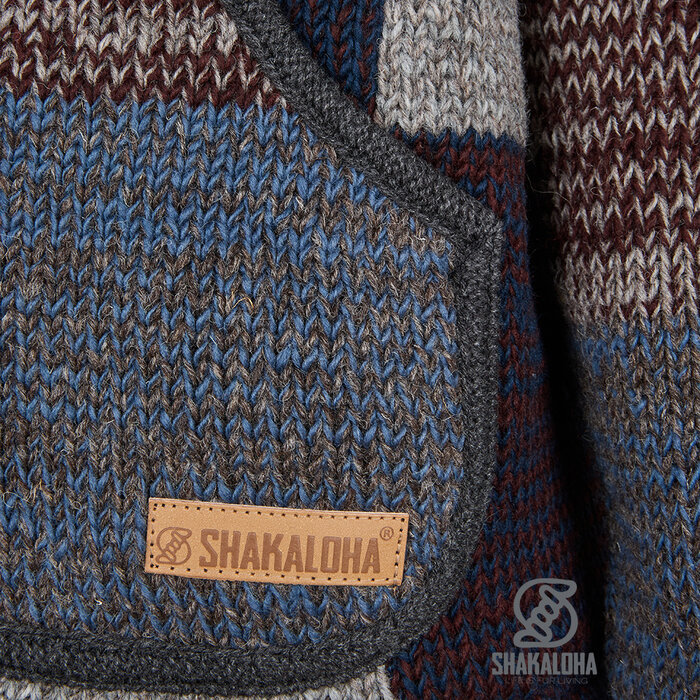 Shakaloha Sudadera con capucha Shakaloha Patch Slowfade: chaleco de lana hecho a mano con forro polar y cremallera YKK
