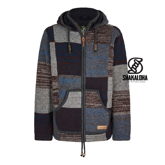 Shakaloha Sudadera con capucha Shakaloha Patch Slowfade: chaleco de lana hecho a mano con forro polar y cremallera YKK