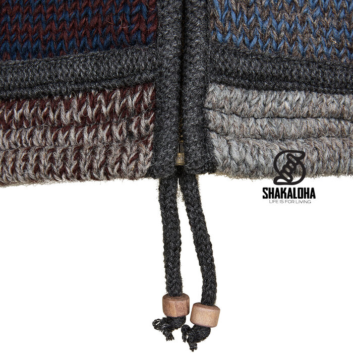 Shakaloha Shakaloha Patch Hoodie Slowfade – handgemaakt wollen vest met fleece en YKK‑rits