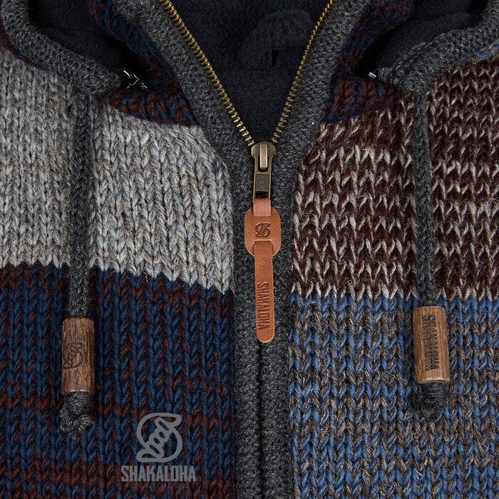 Shakaloha Shakaloha Patch Hoodie Slowfade – gilet en laine fait main avec doublure polaire et fermeture YKK
