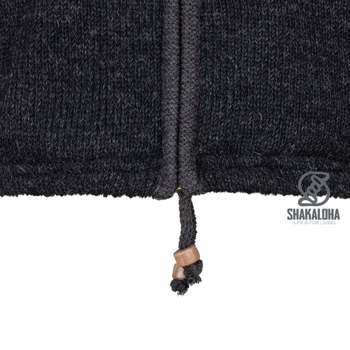 Shakaloha M Summit ZH – veste en laine homme avec doublure polaire, zip YKK, empiècement épaules matelassé et poche poitrine (Anthracite/Noir)