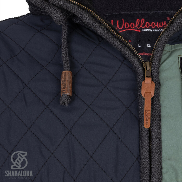 Shakaloha M Summit ZH – veste en laine homme avec doublure polaire, zip YKK, empiècement épaules matelassé et poche poitrine (Anthracite/Noir)