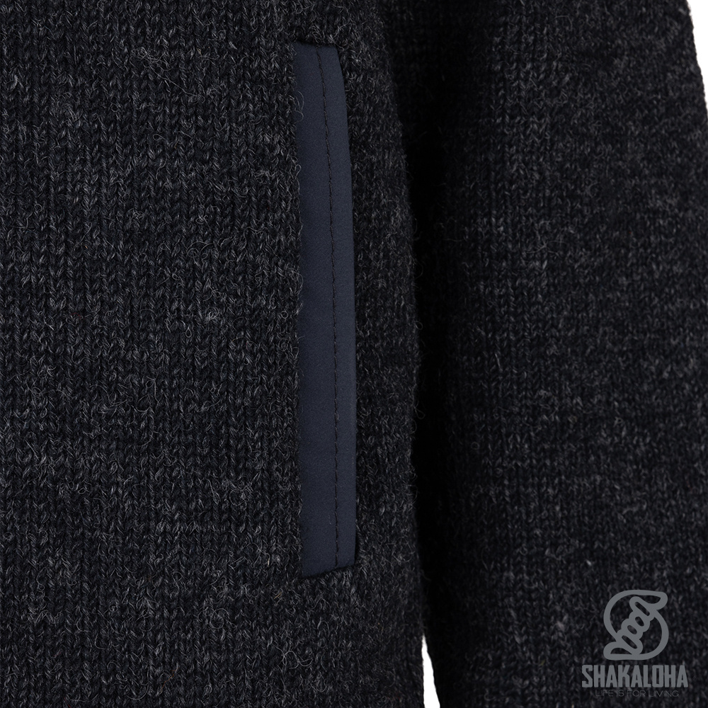 Shakaloha M Summit ZH – giacca in lana da uomo con fodera in pile, zip YKK, carrè trapuntato e taschino sul petto (Antracite/Nero)