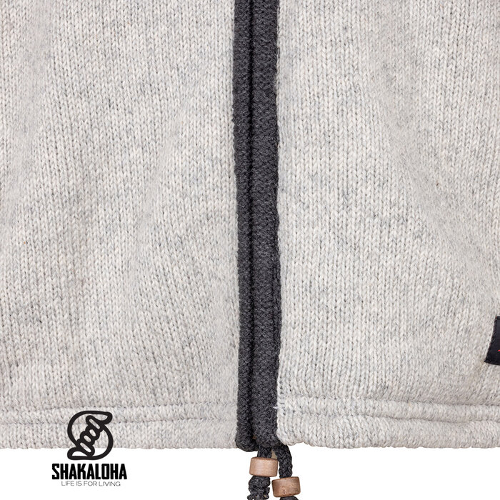 Shakaloha M Summit ZH – giacca in lana da uomo con fodera in pile, zip YKK, carrè trapuntato e taschino sul petto (Beige/Antracite)