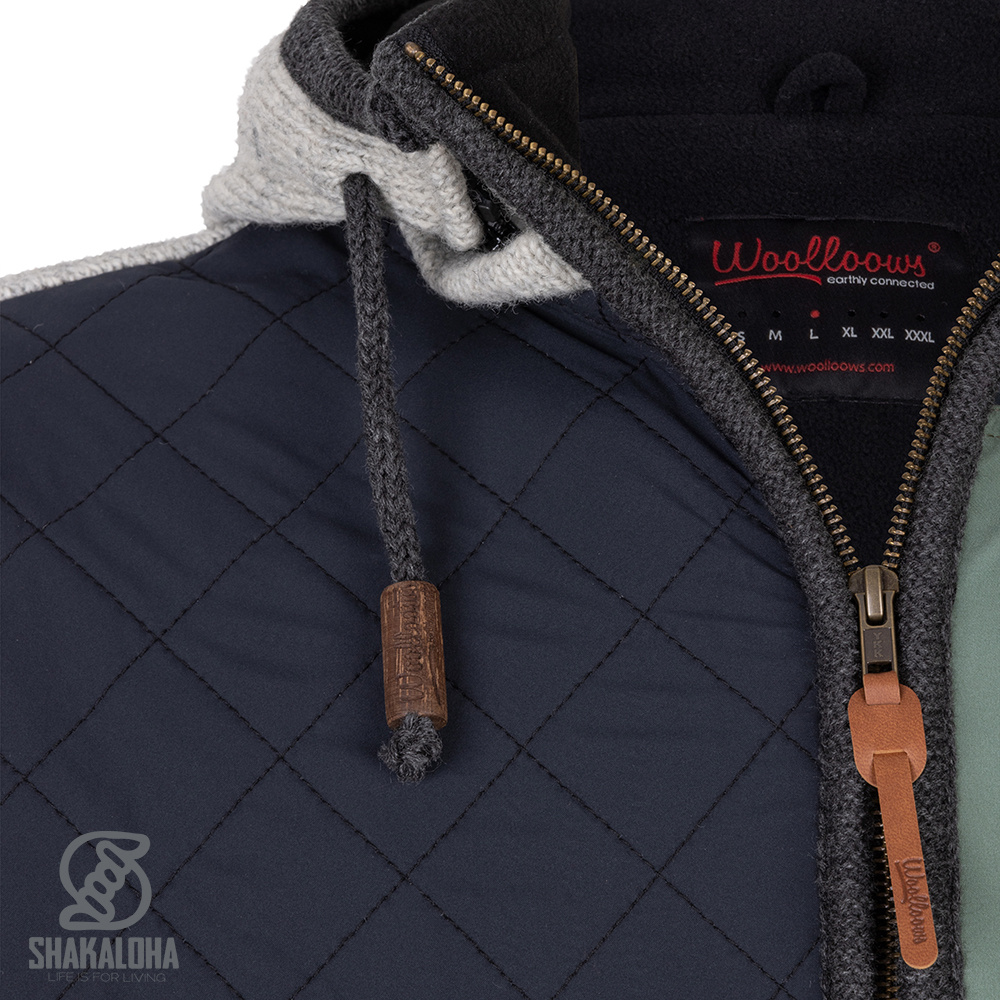 Shakaloha M Summit ZH – giacca in lana da uomo con fodera in pile, zip YKK, carrè trapuntato e taschino sul petto (Beige/Antracite)