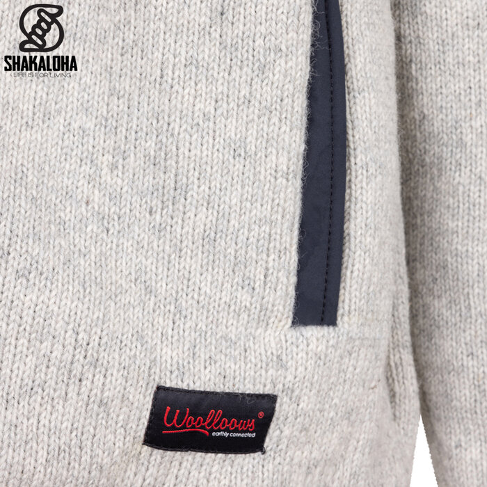 Shakaloha M Summit ZH – veste en laine homme avec doublure polaire, zip YKK, empiècement épaules matelassé et poche poitrine (Beige/Anthracite)