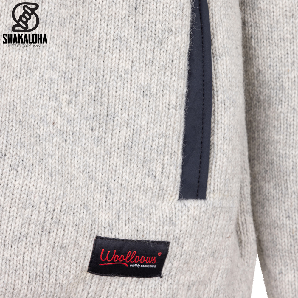 Shakaloha M Summit ZH – giacca in lana da uomo con fodera in pile, zip YKK, carrè trapuntato e taschino sul petto (Beige/Antracite)