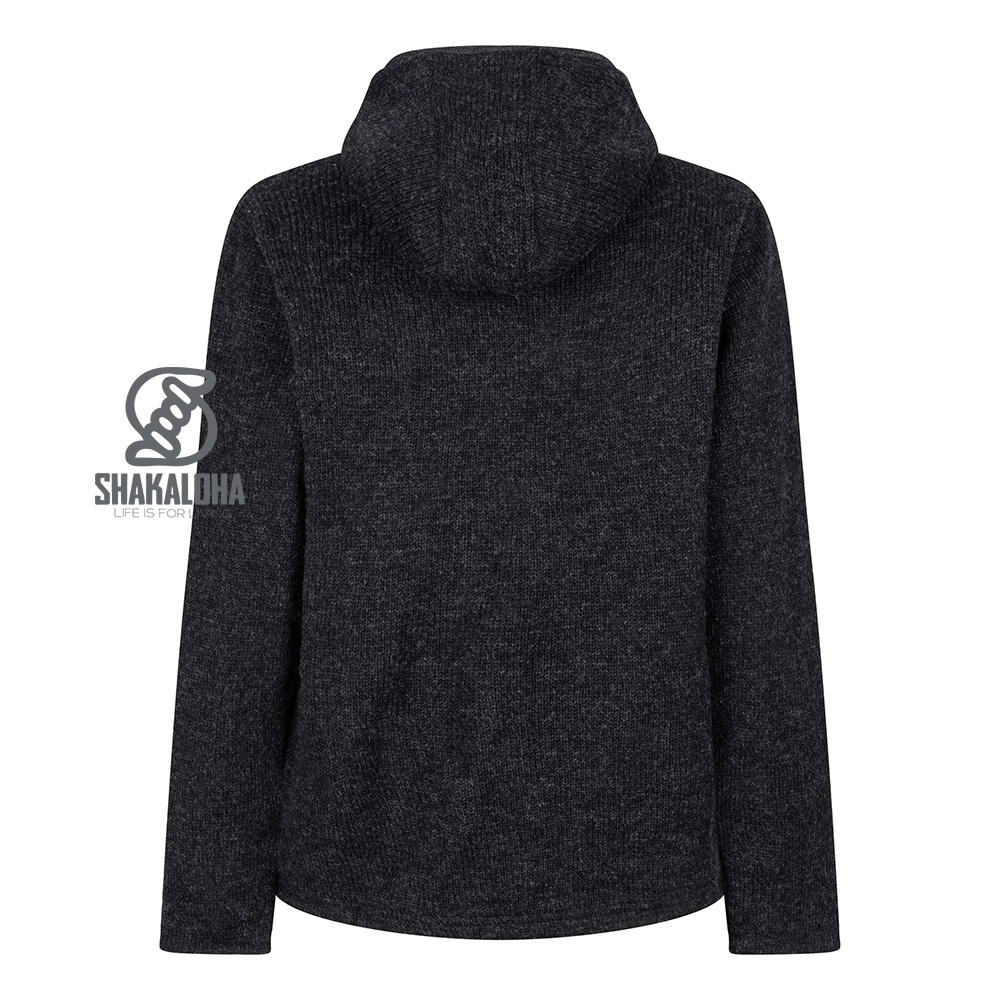Shakaloha M Park – giacca in lana da uomo con fodera in pile, zip YKK, cappuccio staccabile e taschino sul petto (Nero/Beige)