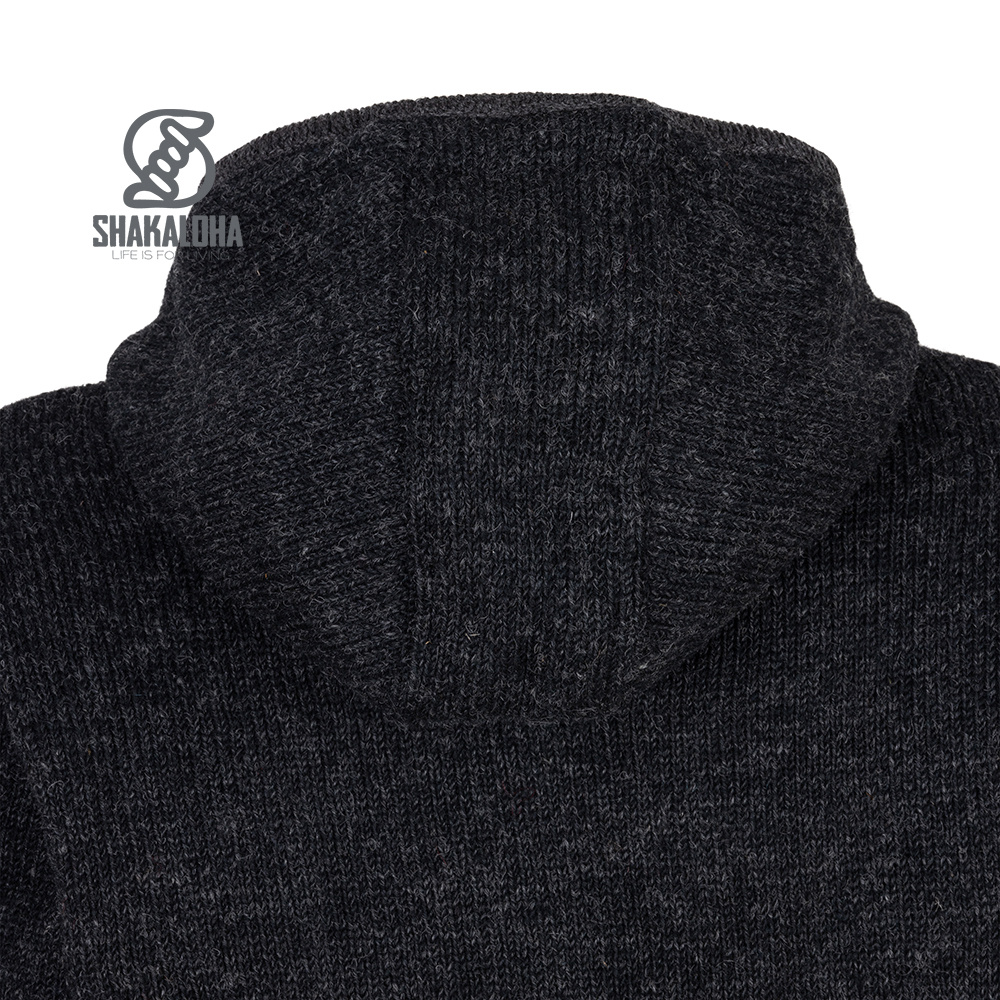 Shakaloha M Park – giacca in lana da uomo con fodera in pile, zip YKK, cappuccio staccabile e taschino sul petto (Nero/Beige)
