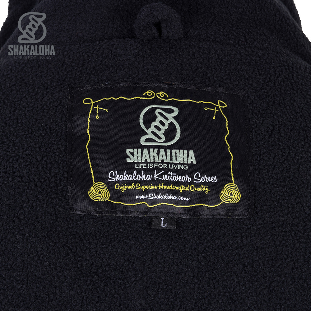 Shakaloha M Park – giacca in lana da uomo con fodera in pile, zip YKK, cappuccio staccabile e taschino sul petto (Nero/Beige)
