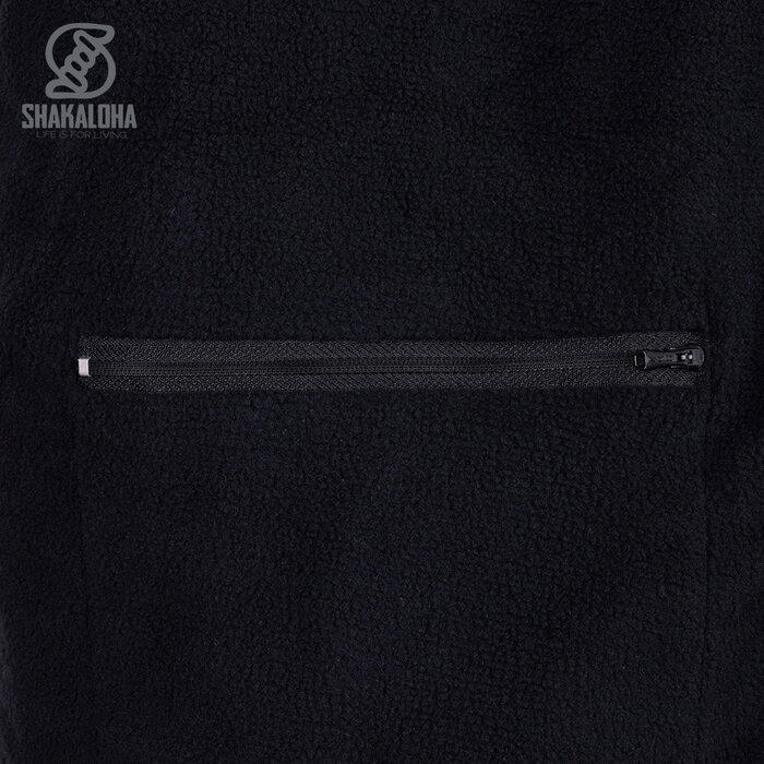 Shakaloha M Park – veste en laine homme avec doublure polaire, zip YKK, capuche amovible et poche poitrine (Noir/Beige)