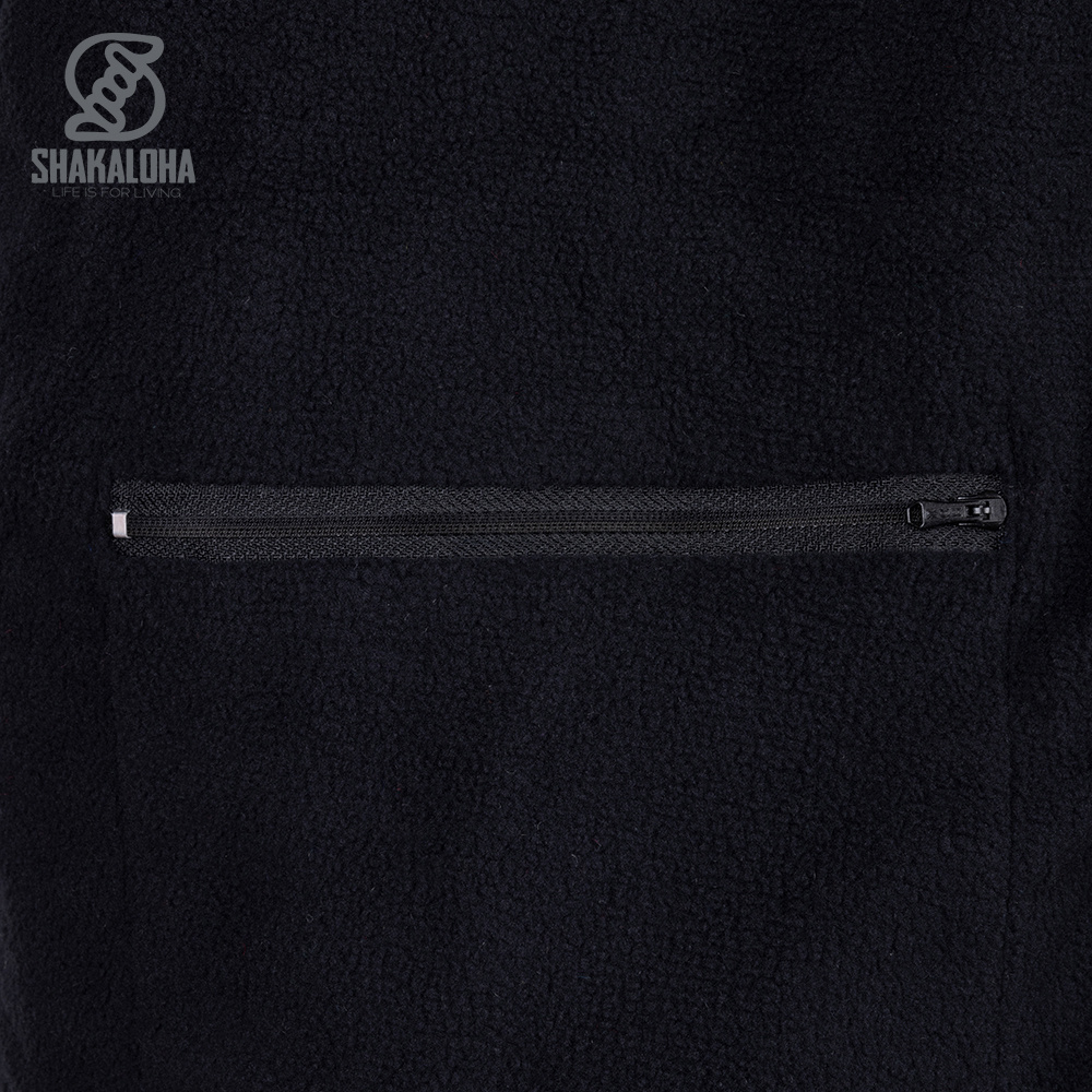 Shakaloha M Park – giacca in lana da uomo con fodera in pile, zip YKK, cappuccio staccabile e taschino sul petto (Nero/Beige)