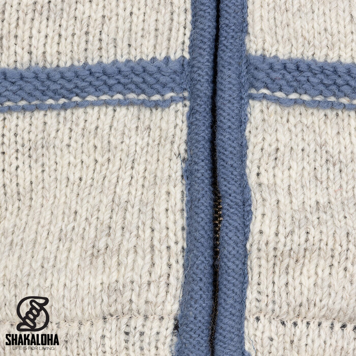 Shakaloha W Itaka BeigeSteel – gestrickte Damen-Wolljacke mit Fleecefutter, YKK-Frontreißverschluss, gesteppter Schulterpasse, Brusttasche, 2 Eingrifftaschen, Regular Fit.