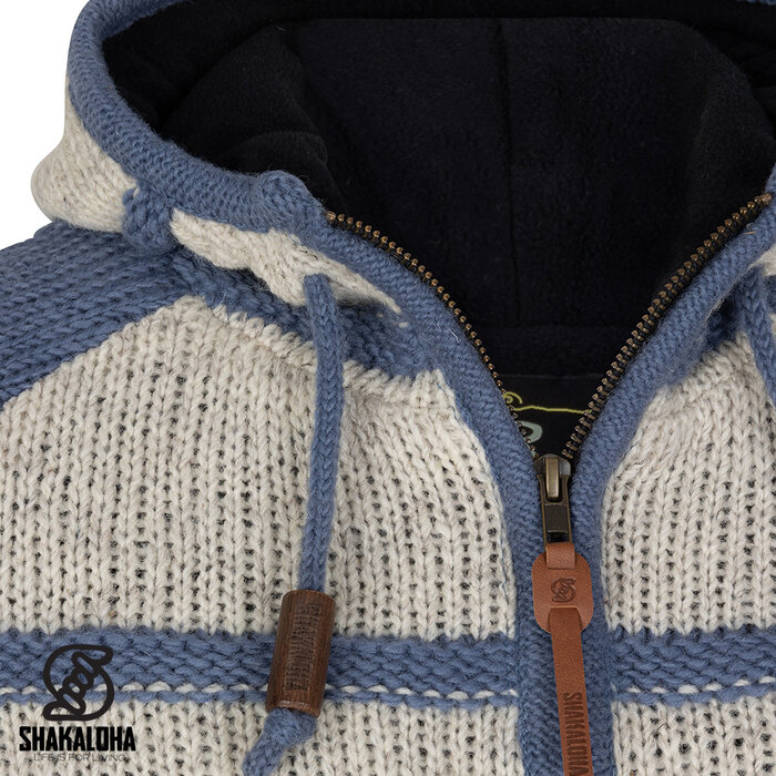 Shakaloha W Itaka BeigeSteel – gebreide wollen damesvest met fleecevoering, YKK frontzip, doorgestikte schouderpas, borstzak, 2 steekzakken, regular fit.