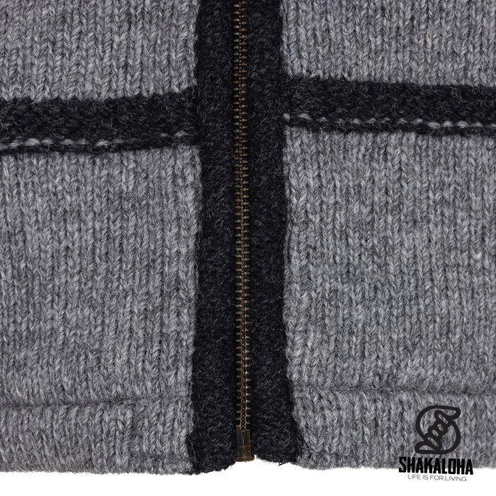 Shakaloha W Itaka GreyAnthracite – cárdigan de punto de lana para mujer con forro polar, cremallera frontal YKK, canesú acolchado en los hombros, bolsillo en el pecho, 2 bolsillos laterales, corte regular.