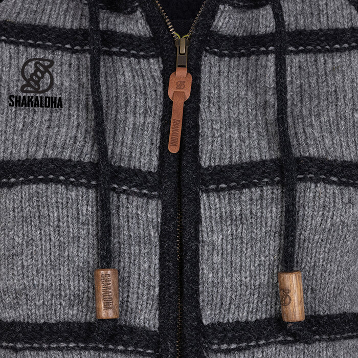 Shakaloha W Itaka GreyAnthracite – cárdigan de punto de lana para mujer con forro polar, cremallera frontal YKK, canesú acolchado en los hombros, bolsillo en el pecho, 2 bolsillos laterales, corte regular.