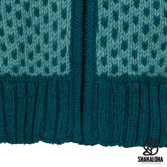 Shakaloha W Iska aqua – wollen damesvest met afneembare capuchon