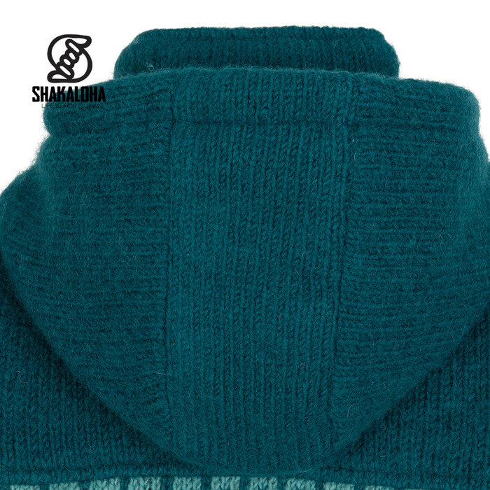 Shakaloha W Iska aqua – wollen damesvest met afneembare capuchon