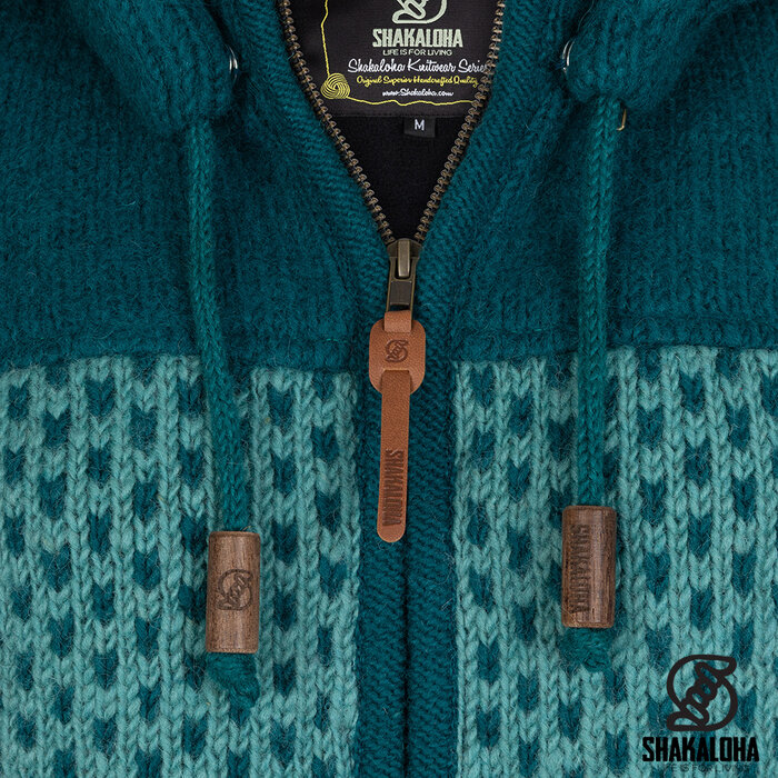 Shakaloha W Iska aqua – wollen damesvest met afneembare capuchon