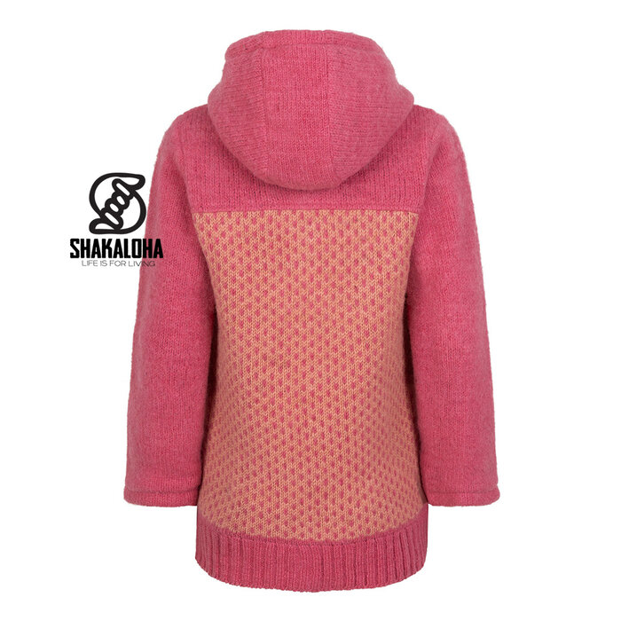 Shakaloha W Iska pink/rose – wollen damesvest met afneembare capuchon