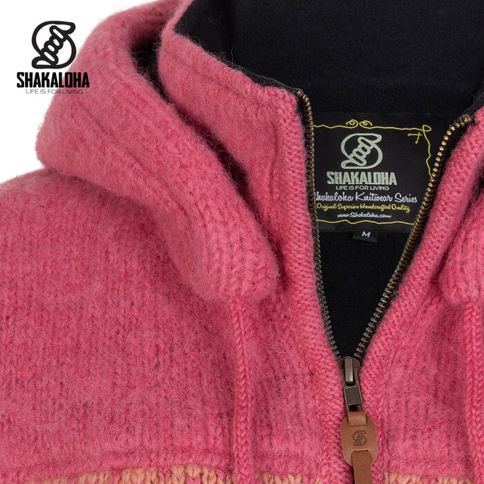 Shakaloha W Iska pink/rose – wollen damesvest met afneembare capuchon