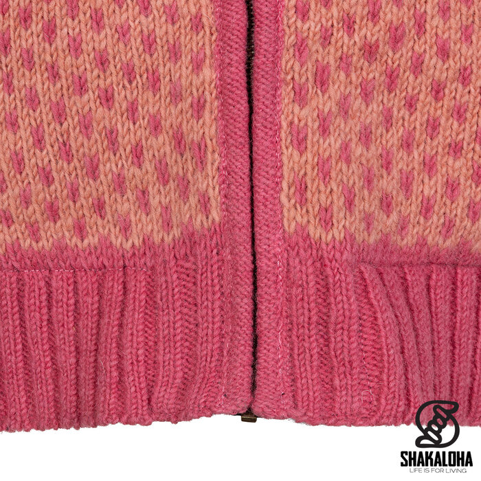 Shakaloha W Iska pink/rose – wollen damesvest met afneembare capuchon