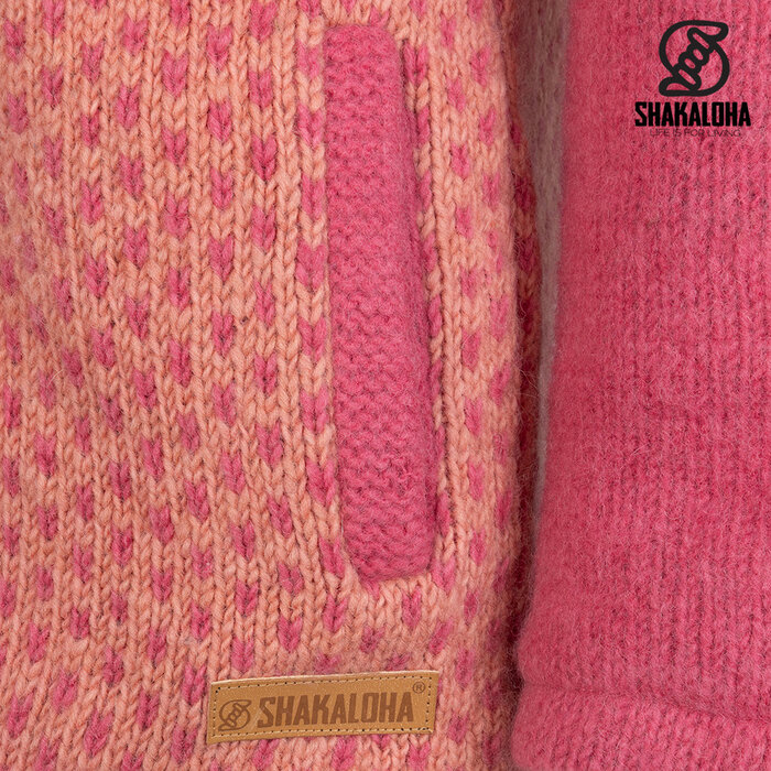Shakaloha W Iska pink/rose – wollen damesvest met afneembare capuchon