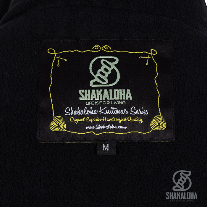 Shakaloha W Anzio Negro/Blanco – Cárdigan largo de lana para mujer, forro polar, cremallera YKK de 2 vías, capucha, bolsillo interior con cremallera, 2 bolsillos laterales, corte regular