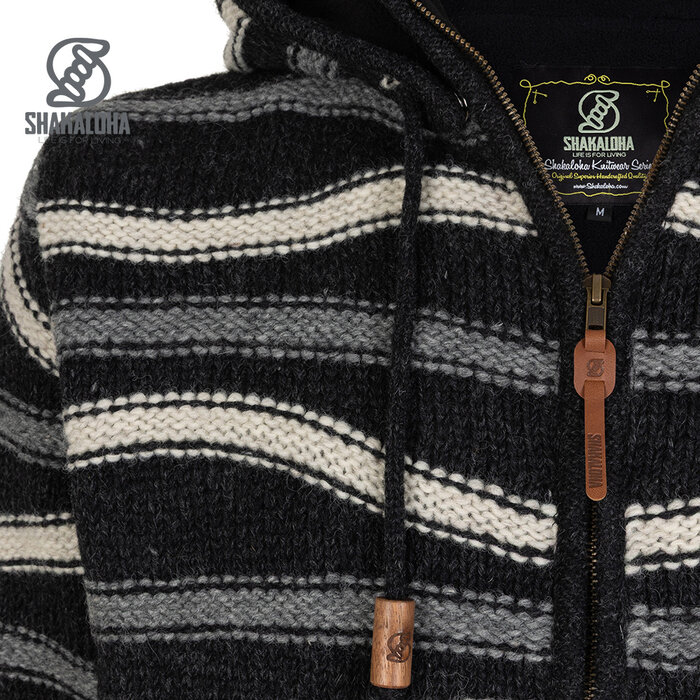 Shakaloha M Luma – Herren‐Wolljacke mit Fleecefutter, YKK Frontzip, abnehmbare Kapuze, 2 Taschen, Rippbündchen, Regular Fit.