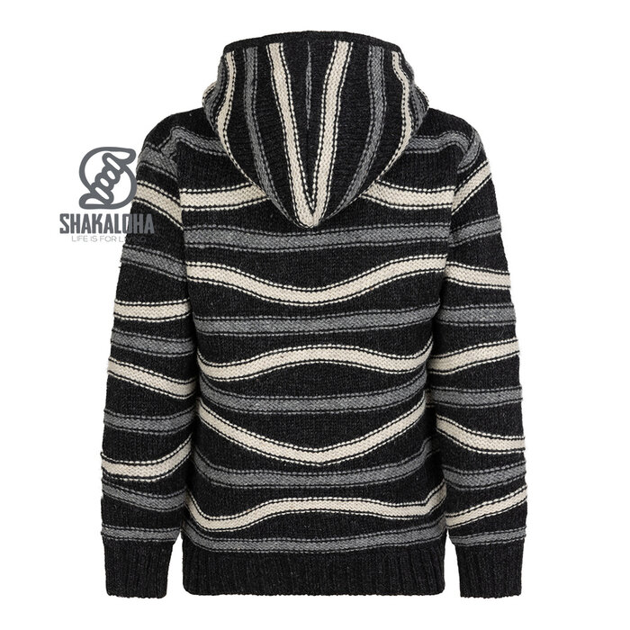 Shakaloha M Luma – veste homme en laine tricotée avec doublure polaire, zip YKK, capuche amovible, 2 poches, bords‐côtes, coupe regular.