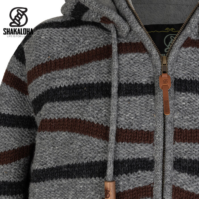Shakaloha M Luma – Herren‐Wolljacke mit Fleecefutter, YKK Frontzip, abnehmbare Kapuze, 2 Taschen, Rippbündchen, Regular Fit.