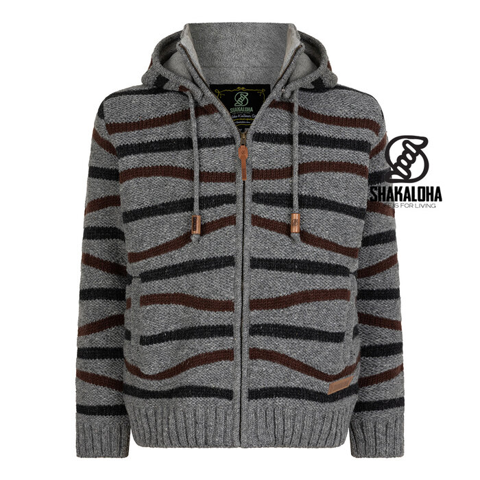 Shakaloha M Luma – Herren‐Wolljacke mit Fleecefutter, YKK Frontzip, abnehmbare Kapuze, 2 Taschen, Rippbündchen, Regular Fit.