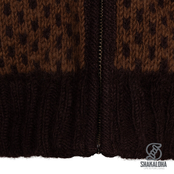 Shakaloha W Iska koffie/camel – wollen damesvest met afneembare capuchon