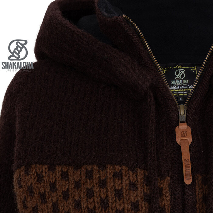 Shakaloha W Iska koffie/camel – wollen damesvest met afneembare capuchon