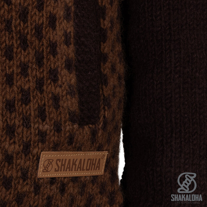 Shakaloha W Iska koffie/camel – wollen damesvest met afneembare capuchon