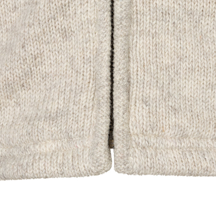 Shakaloha Shakaloha Gebreid Wollen Vest Navigator Beige Crème met Fleece Voering en Afneembare Capuchon - Man/Uni - Handgemaakt in Nepal van Schapenwol