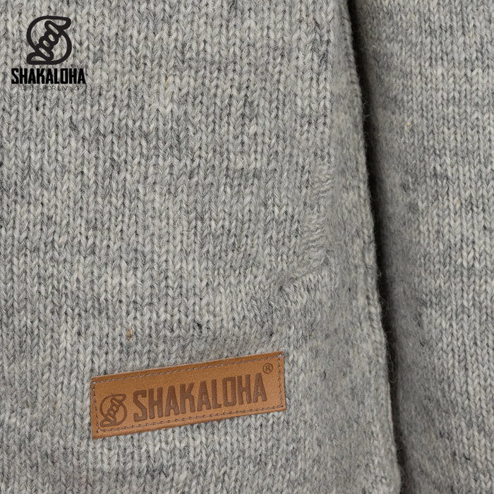 Shakaloha Shakaloha Gebreid Wollen Vest Splendor ZH Grijs met Katoenen Voering en Afneembare Capuchon - Man/Uni - Handgemaakt in Nepal van Schapenwol