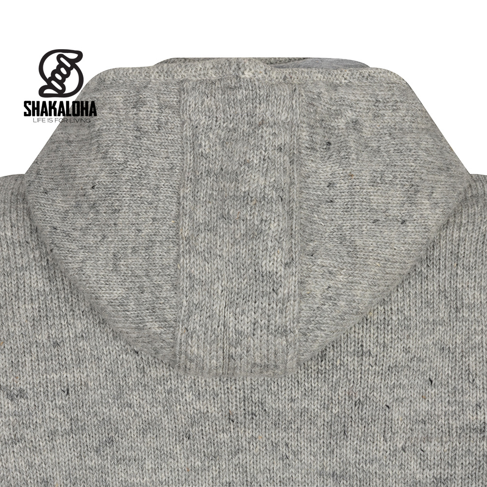 Shakaloha Shakaloha Gebreid Wollen Vest Splendor ZH Grijs met Katoenen Voering en Afneembare Capuchon - Man/Uni - Handgemaakt in Nepal van Schapenwol
