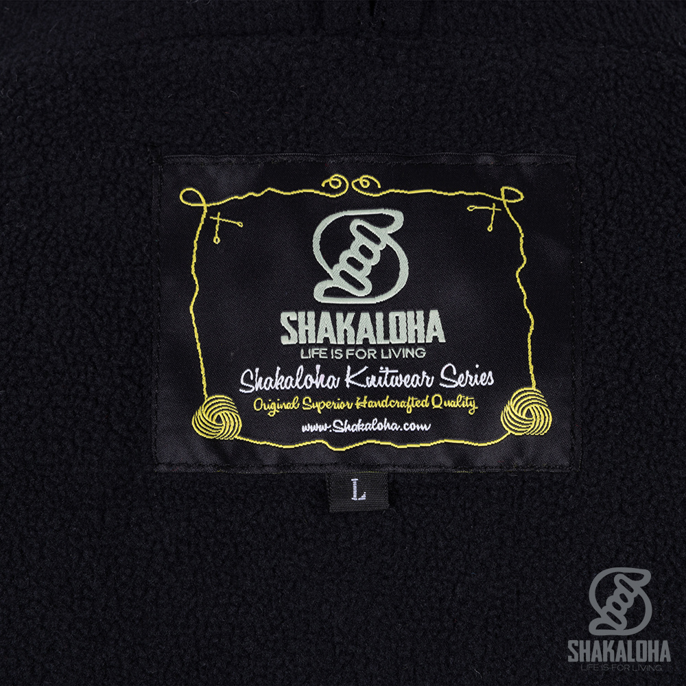 Shakaloha M Creek BeigeAntra – handgebreid wollen heren vest met fleece voering en capuchon (Made in Nepal)