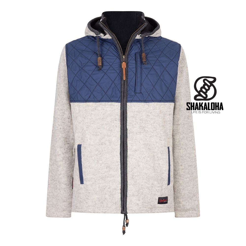 Shakaloha Shakaloha M Trail Wollen Vest BeigeBlauw met Nylon Borstpaneel