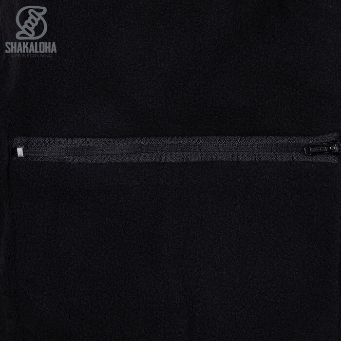 Shakaloha M Trail BeigeBlack – handgebreid wollen heren vest met fleece voering en winddicht borstpaneel (Made in Nepal)