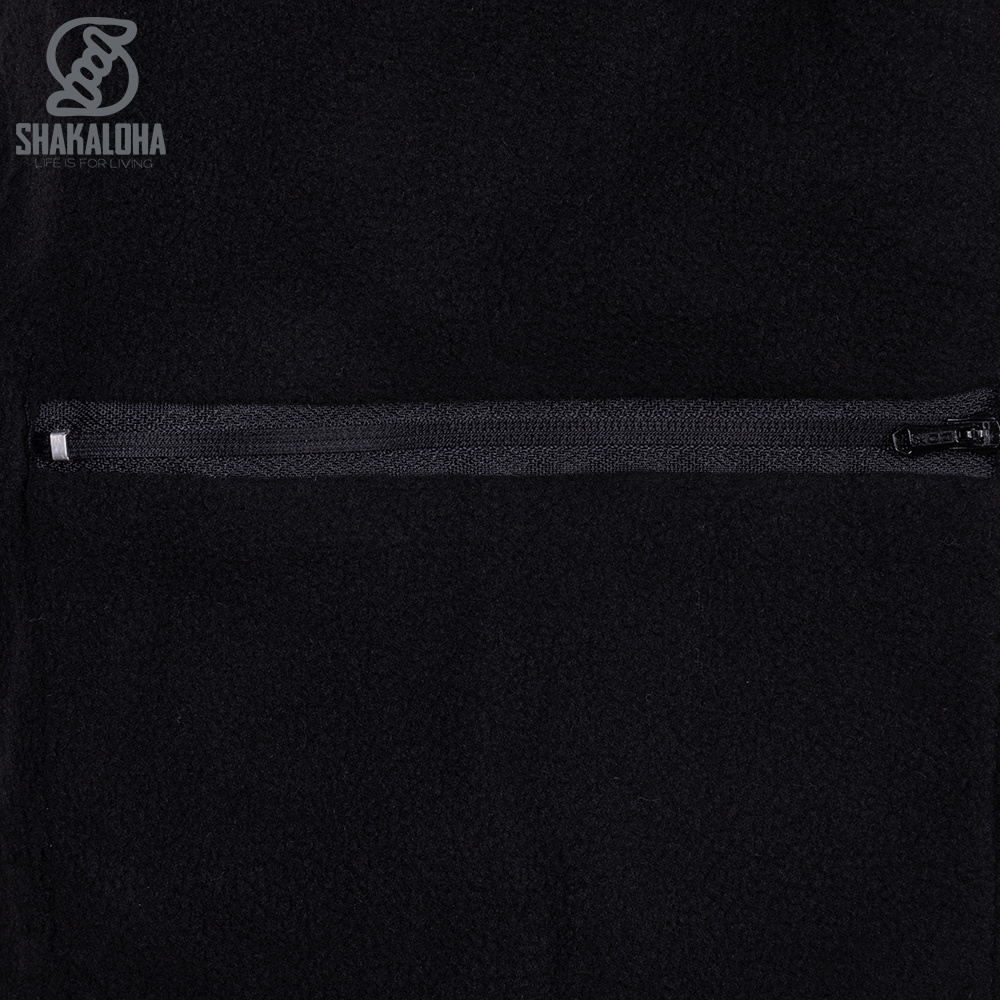 Shakaloha M Trail BeigeBlack – handgebreid wollen heren vest met fleece voering en winddicht borstpaneel (Made in Nepal)